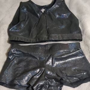 Glittery Black Kids Dance Costume Set